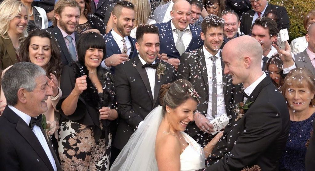 How long does a videographer stay at a wedding?